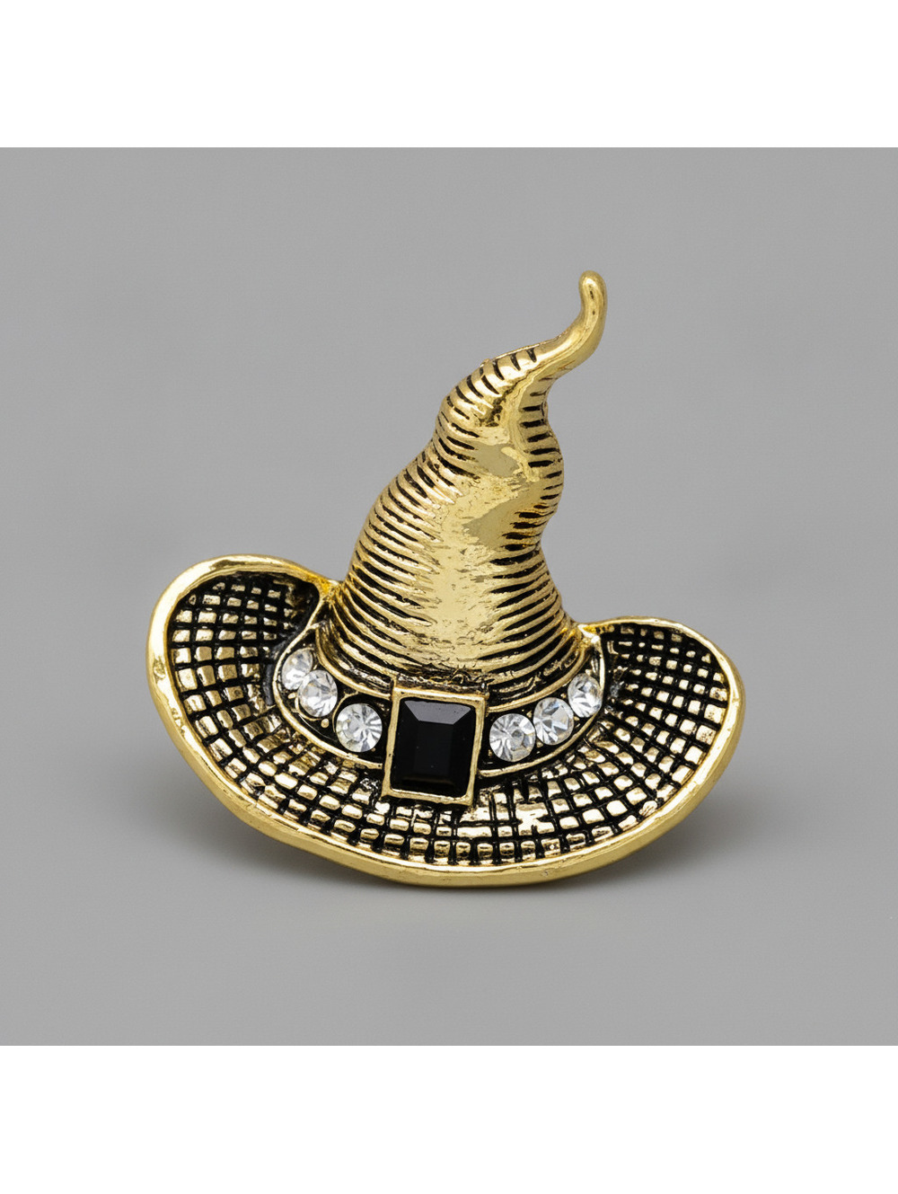 Vintage-Inspired Witch Hat Halloween Brooch Pin Gold